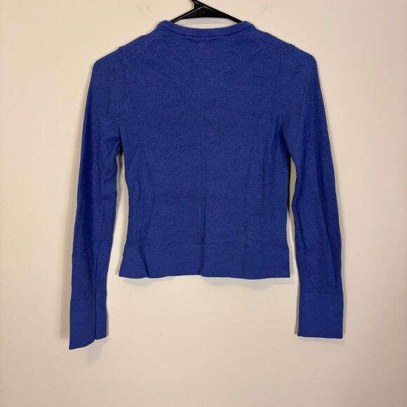 Alex Mill Blue 100% Wool Ribbed Cropped Pullover Sweater Small - Picture 2 of 6